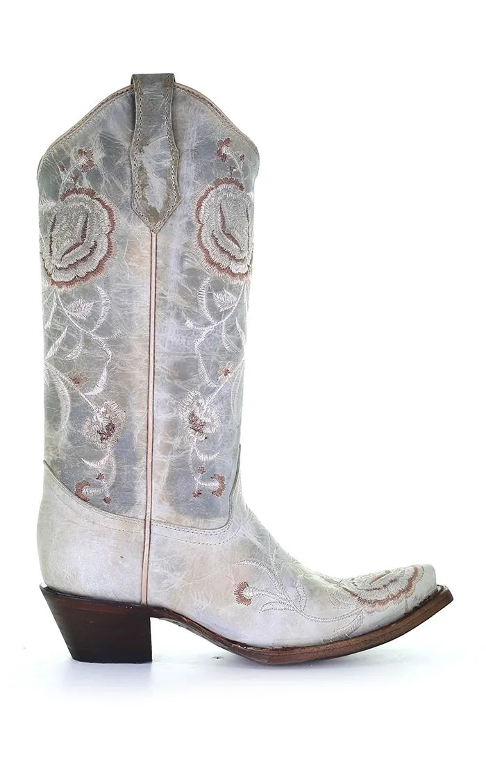 Corral Circle G Women's 13 Aqua Floral Embroidery Snip Toe Cowgirl Boots