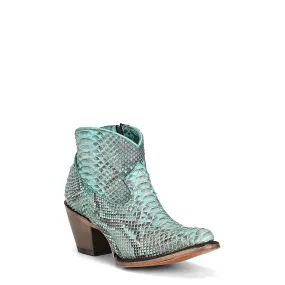 Corral Women's Full Python J Toe Western Bootie - Turquoise, Size 5