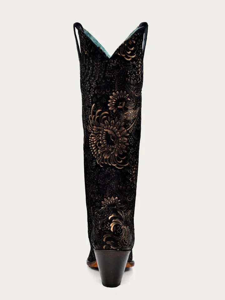 CORRAL WOMEN'S FLORAL TALL WESTERN BOOTS - SNIP TOE A4481