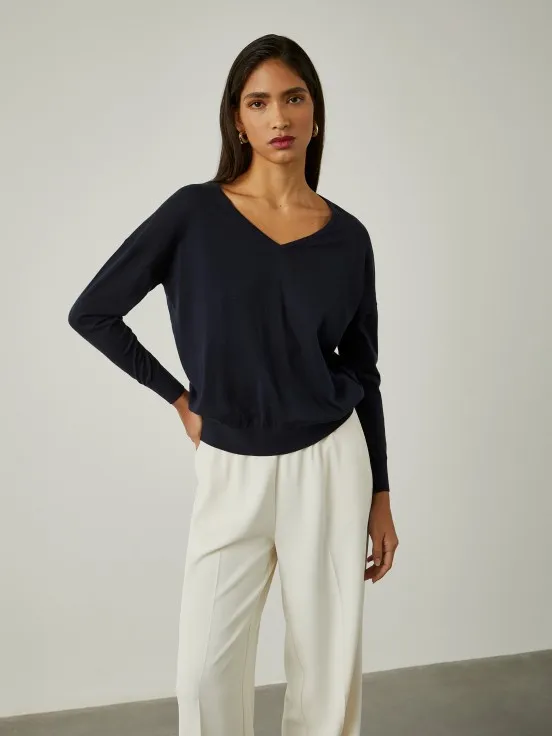 Cotton V-Neck Sweater: Shop Now.