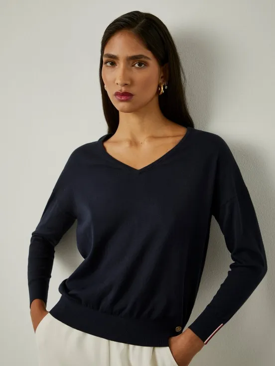 Cotton V-Neck Sweater: Shop Now.