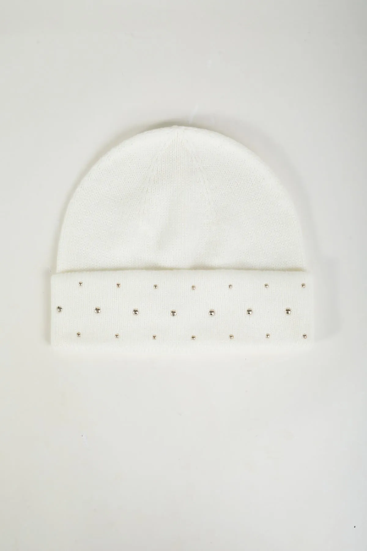 Cream Studded Hat & Scarf Gift Set