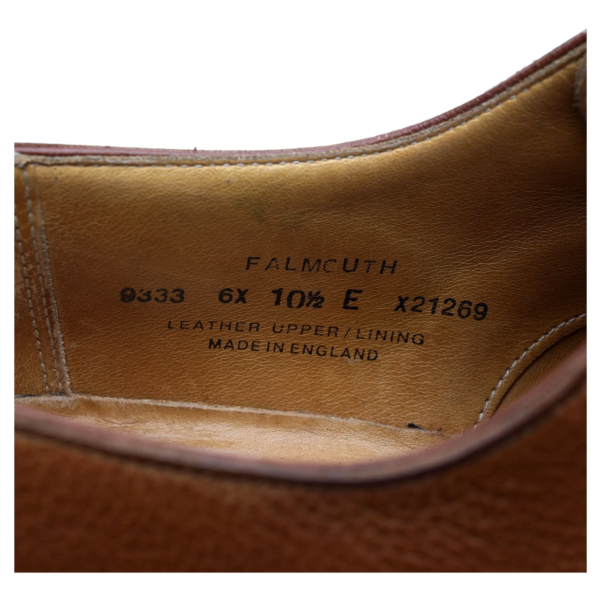 Crockett & Jones 'Falmouth' Tan Brown Leather Derby UK 10.5 E