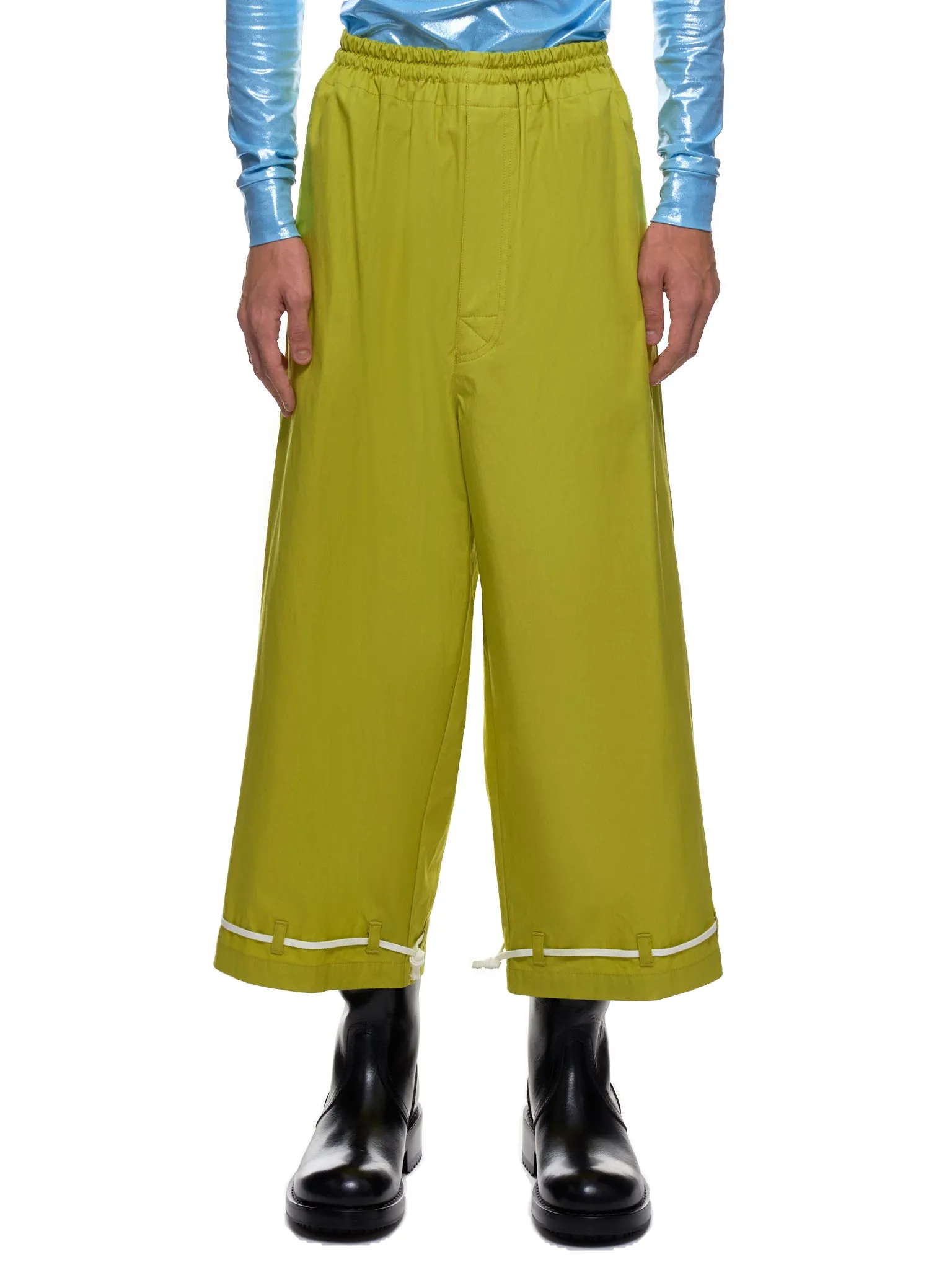 Cropped Flat Front Trousers (UCZ4509-1-DARK-YELLOW)