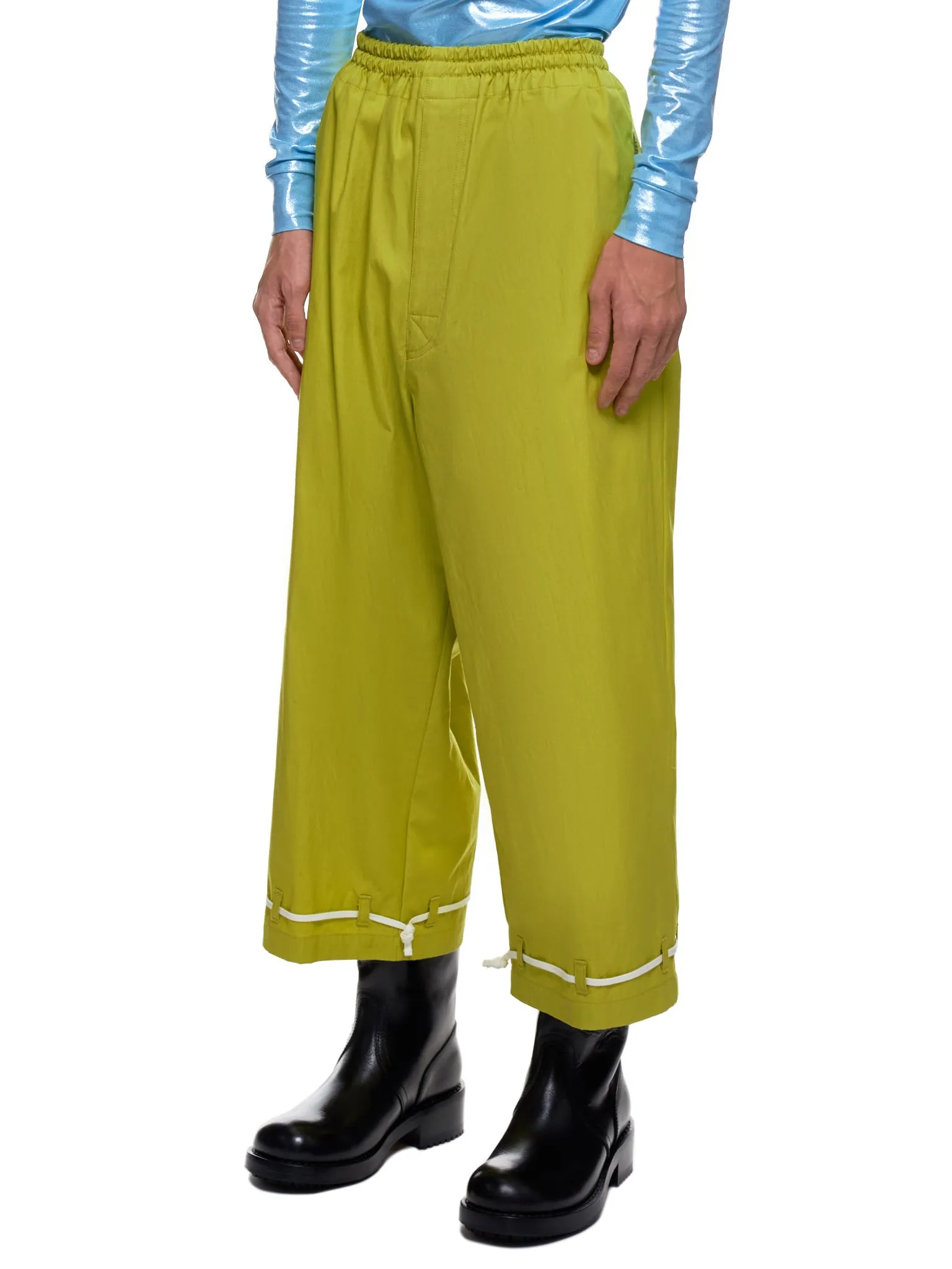 Cropped Flat Front Trousers (UCZ4509-1-DARK-YELLOW)