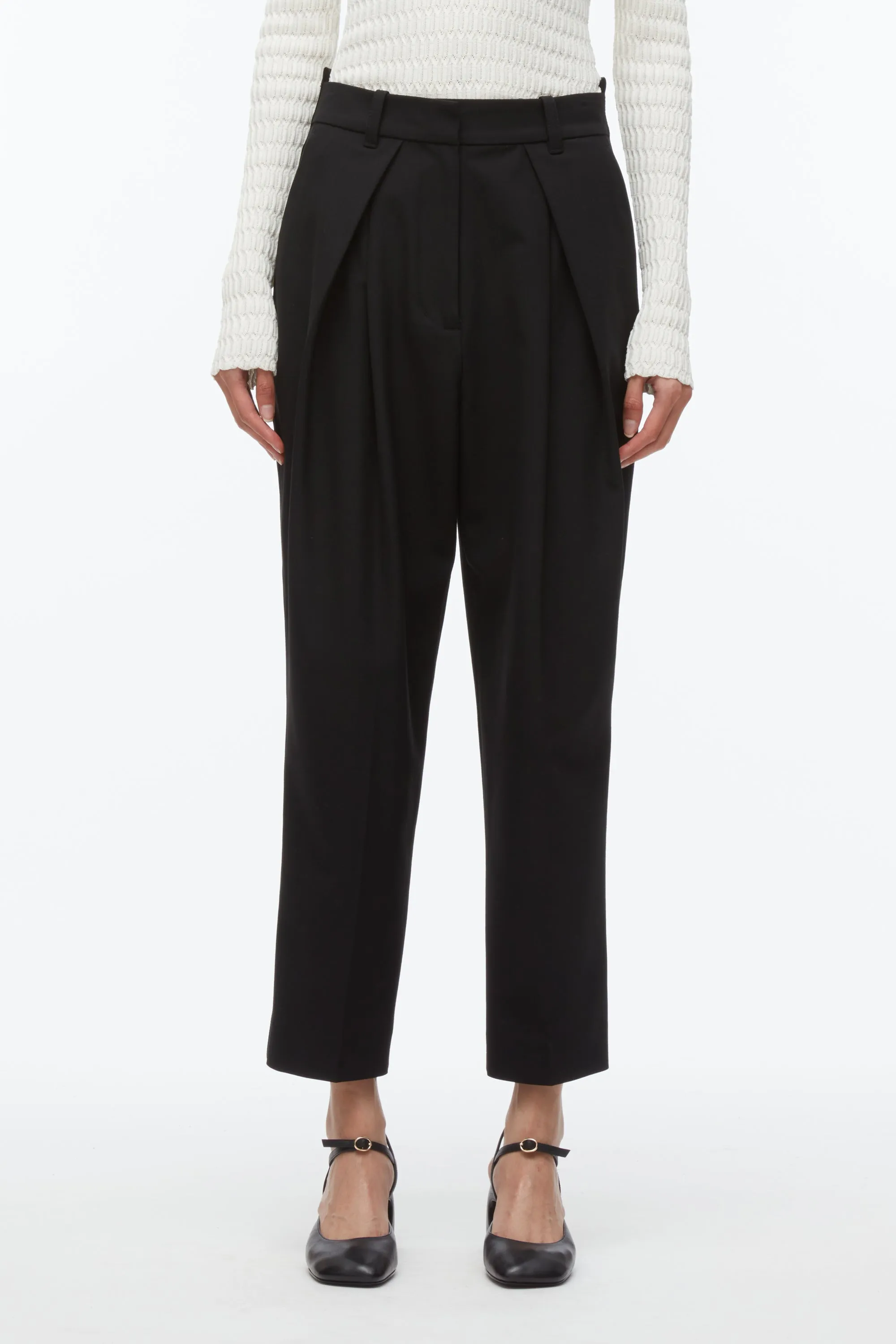 Cropped Pleated Tuxedo Trousers