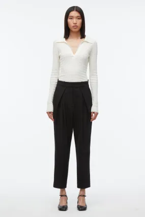 Cropped Pleated Tuxedo Trousers