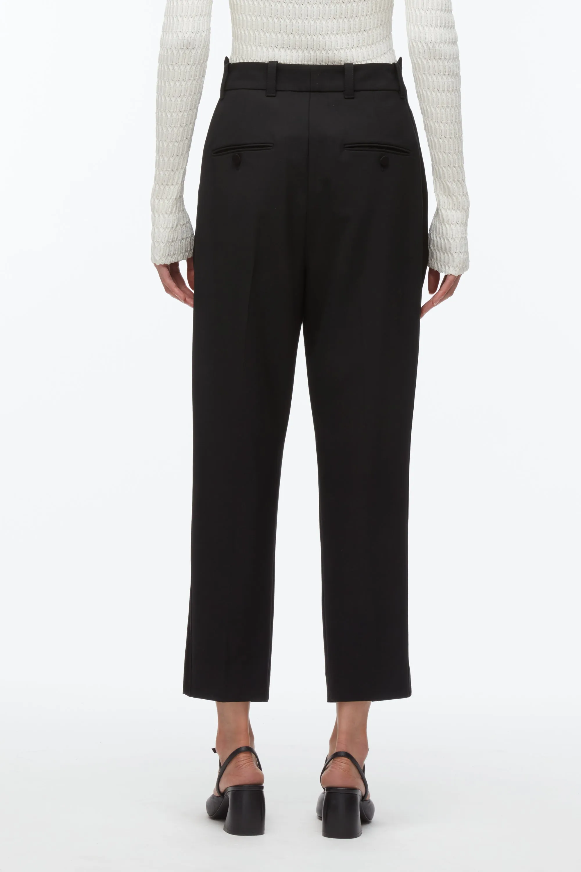 Cropped Pleated Tuxedo Trousers