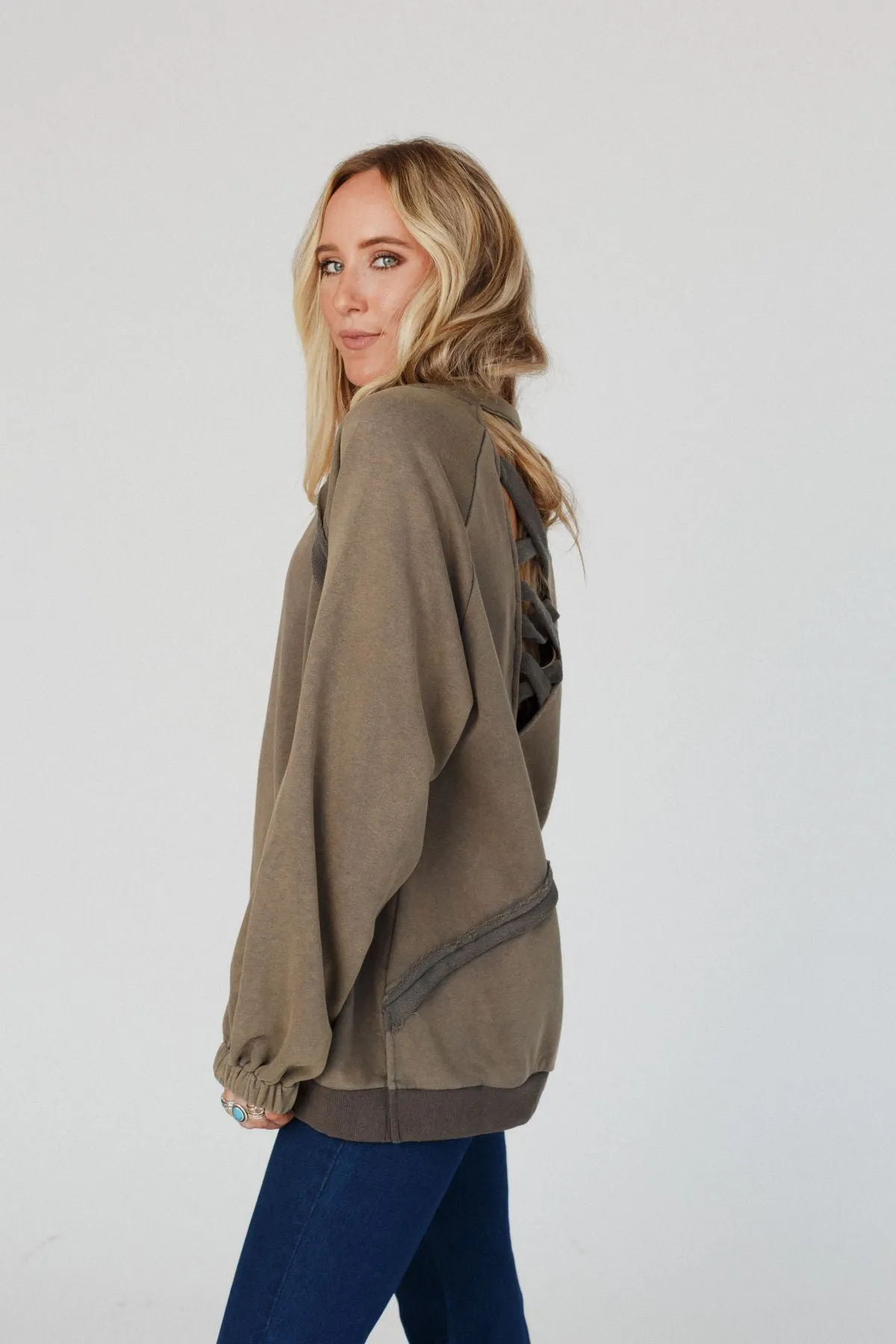 Crossed Paths Sweatshirt in Dusty Charcoal