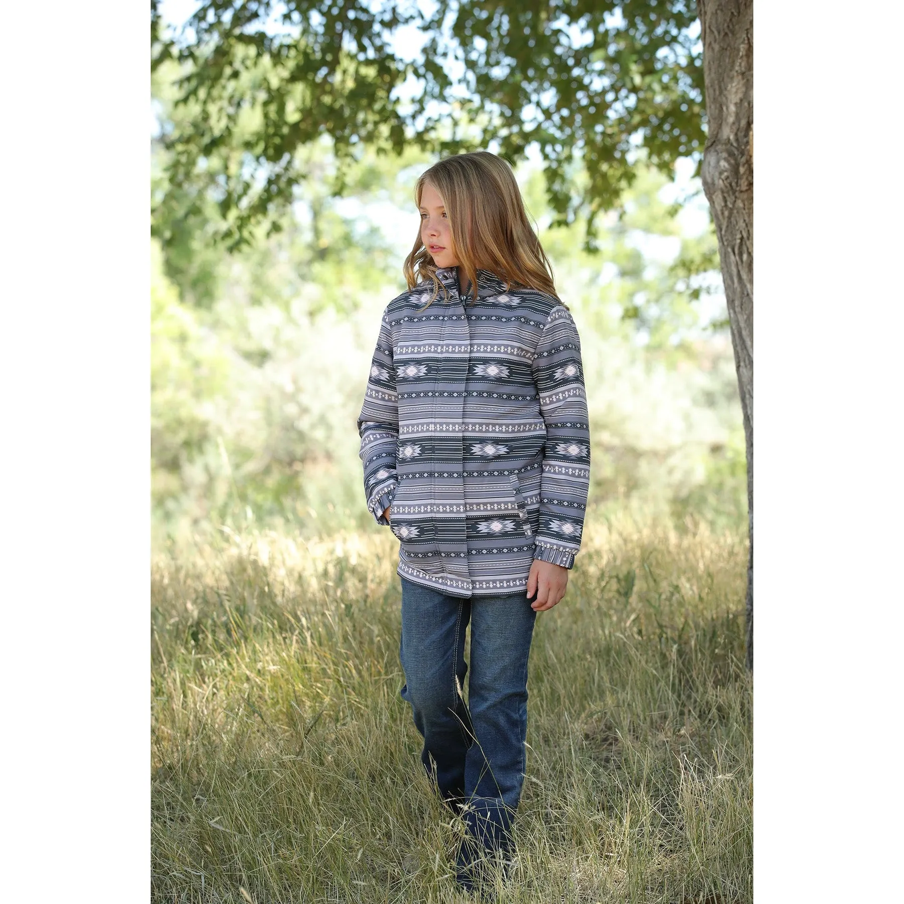 Grey Aztec Pattern Hooded Jacket for Women by Cruel Girl