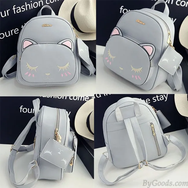 Cute Cat Print Cartoon School Backpacks