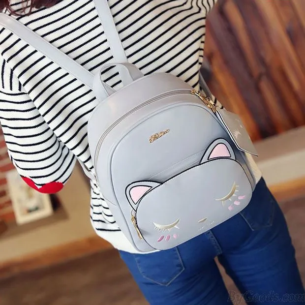 Cute Cat Print Cartoon School Backpacks