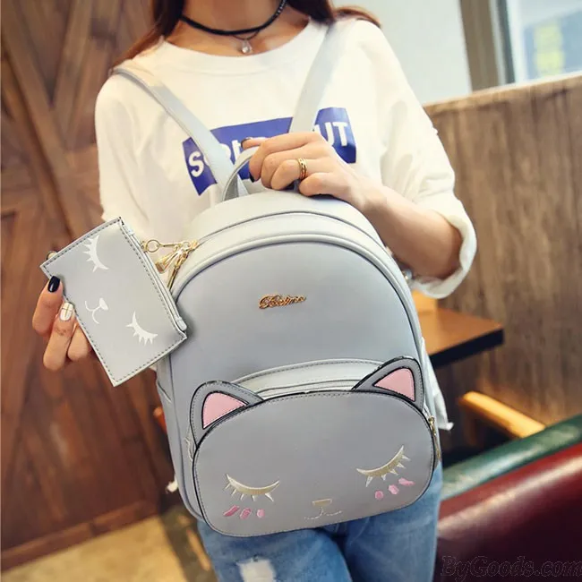 Cute Cat Print Cartoon School Backpacks