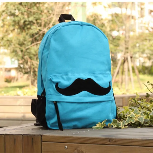 Cute Mustache Print Canvas Backpacks.