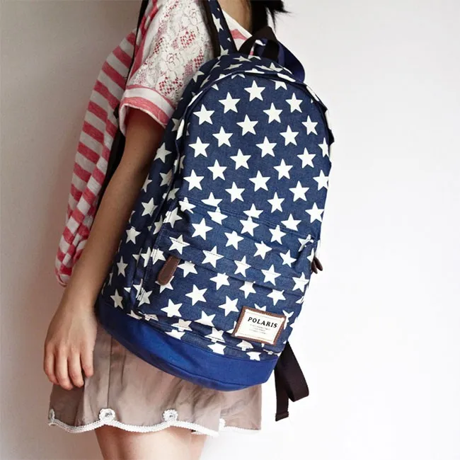 Cute Star Print Denim Backpacks for Sale