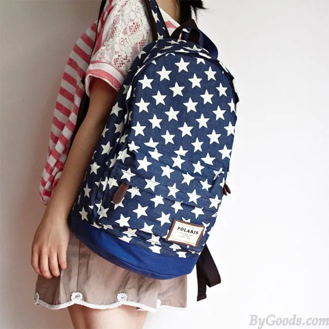 Cute Star Print Denim Backpacks for Sale