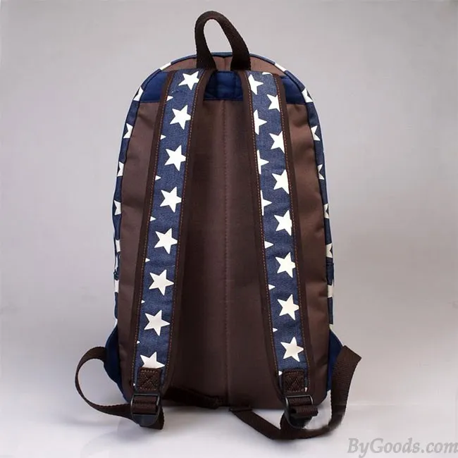 Cute Star Print Denim Backpacks for Sale