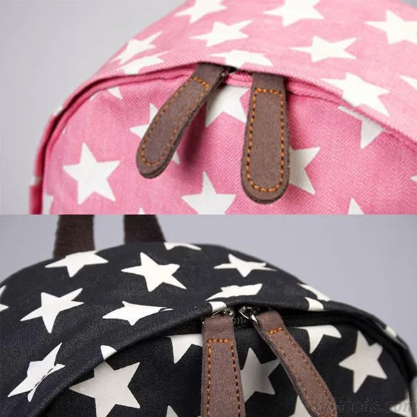 Cute Star Print Denim Backpacks for Sale