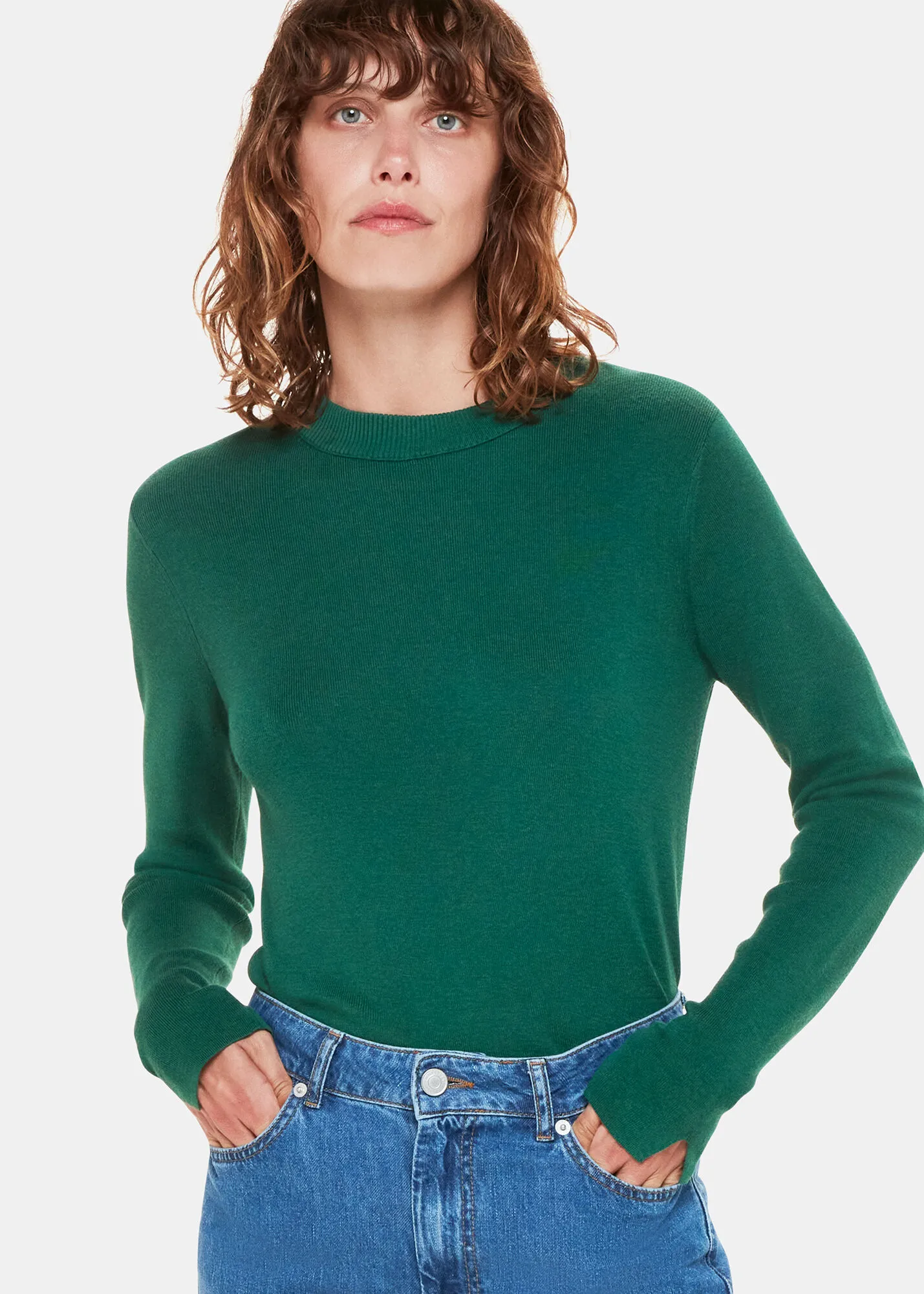 Dark Green Mia Fitted Crew Neck Knit