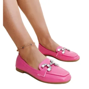 Dark pink moccasins with zirconium Mali buckle