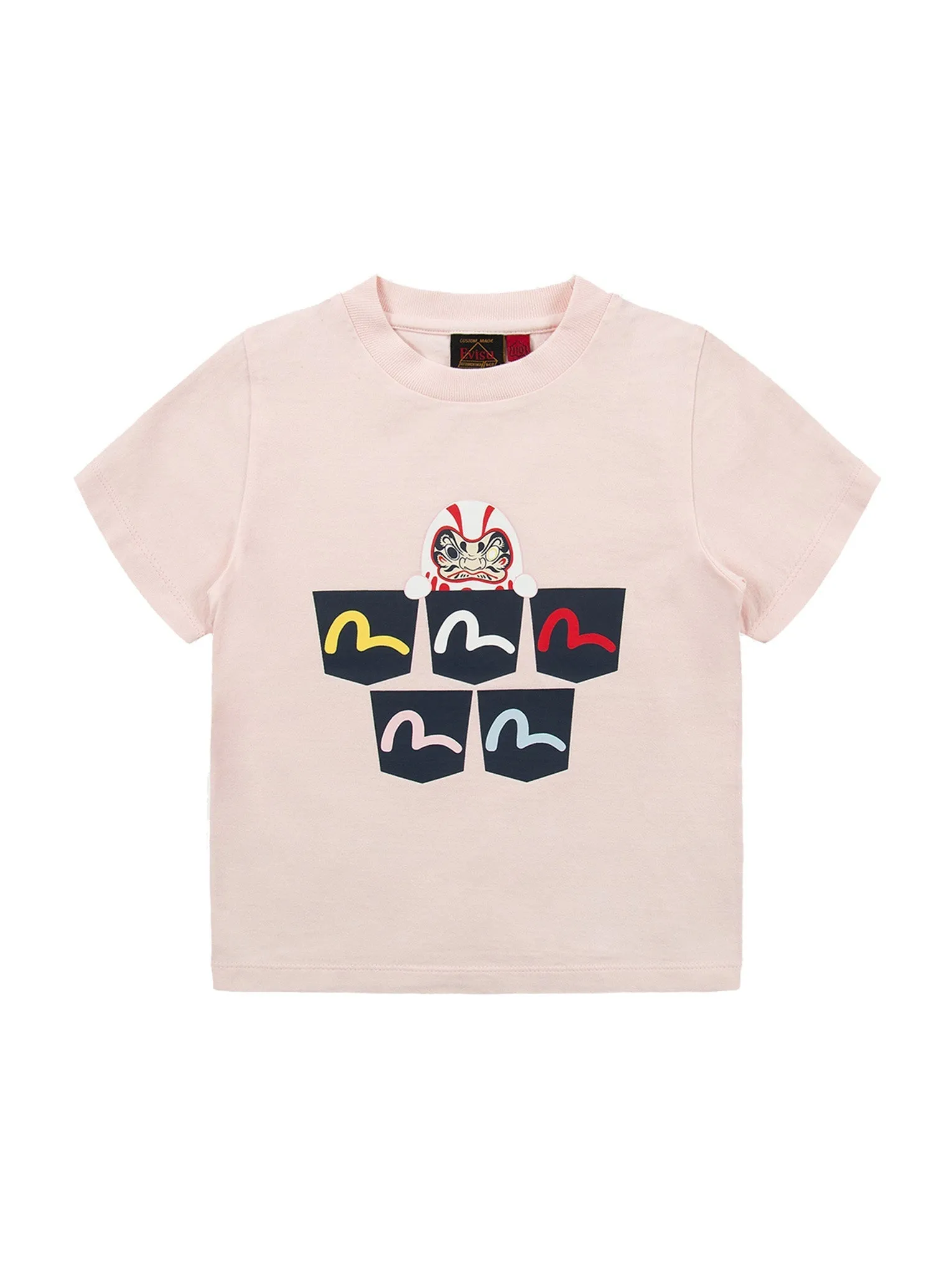 Daruma and Pocket Motifs Print T-shirt