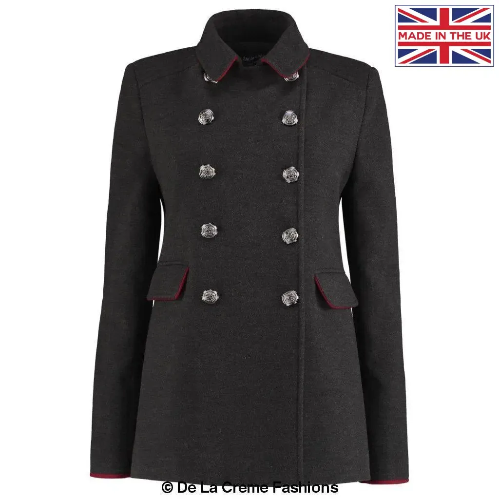 De La Creme Womens Military Style Pea Coat