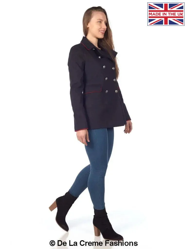 De La Creme Womens Military Style Pea Coat