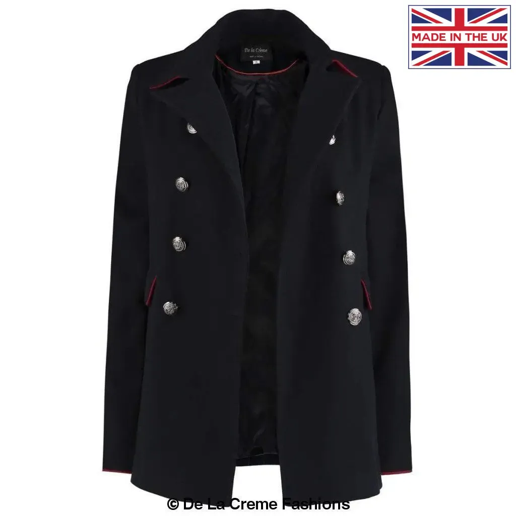 De La Creme Womens Military Style Pea Coat