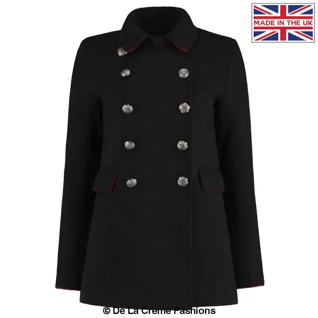 De La Creme Womens Military Style Pea Coat