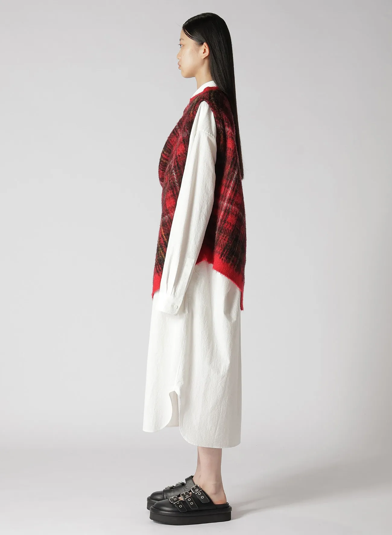 DECONSTRUCTED TARTAN CHECK KNIT VEST