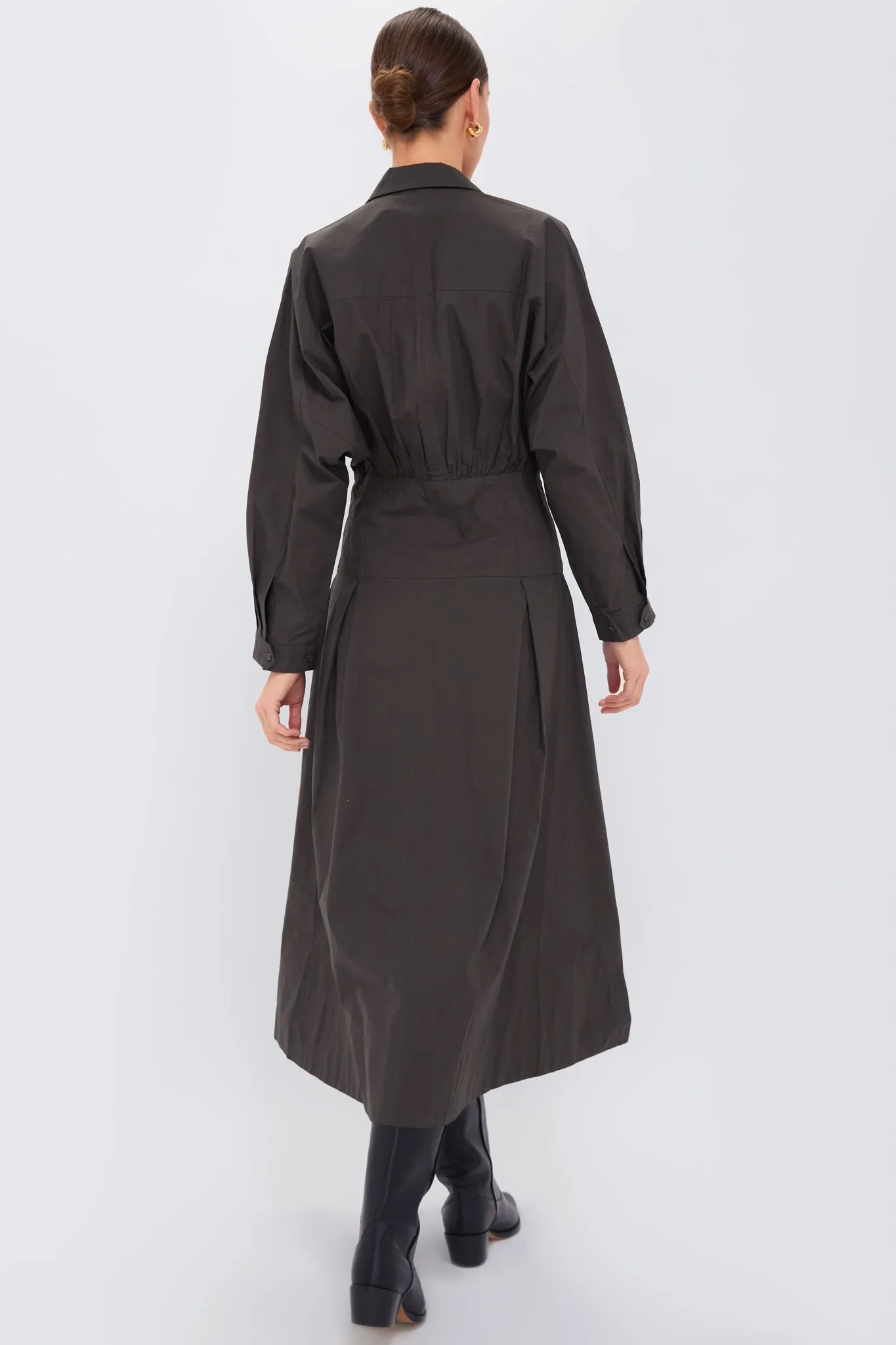 Deep Olive Pietra Maxi Shirt Dress