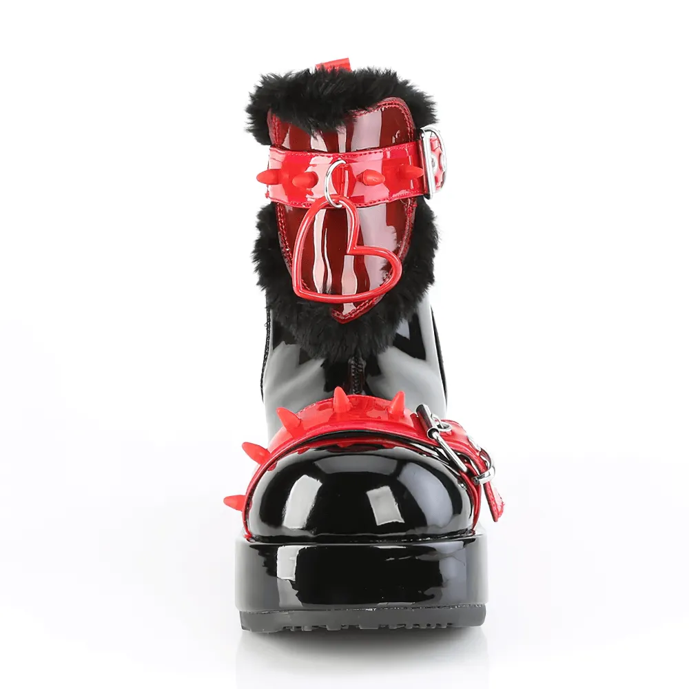 DEMONIA Ankle Boots with Fur and Heart Detail