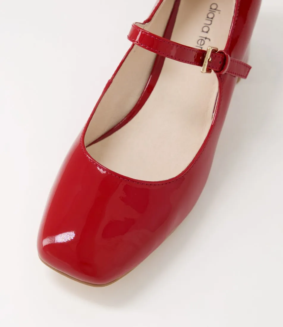 DIANA FERRARI Cartia Red Patent Leather Mary Jane Heels