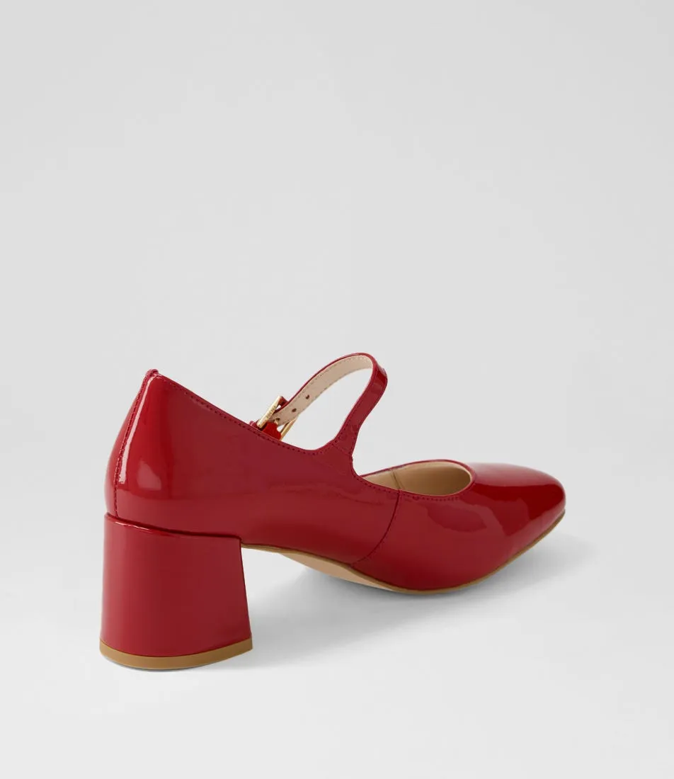 DIANA FERRARI Cartia Red Patent Leather Mary Jane Heels