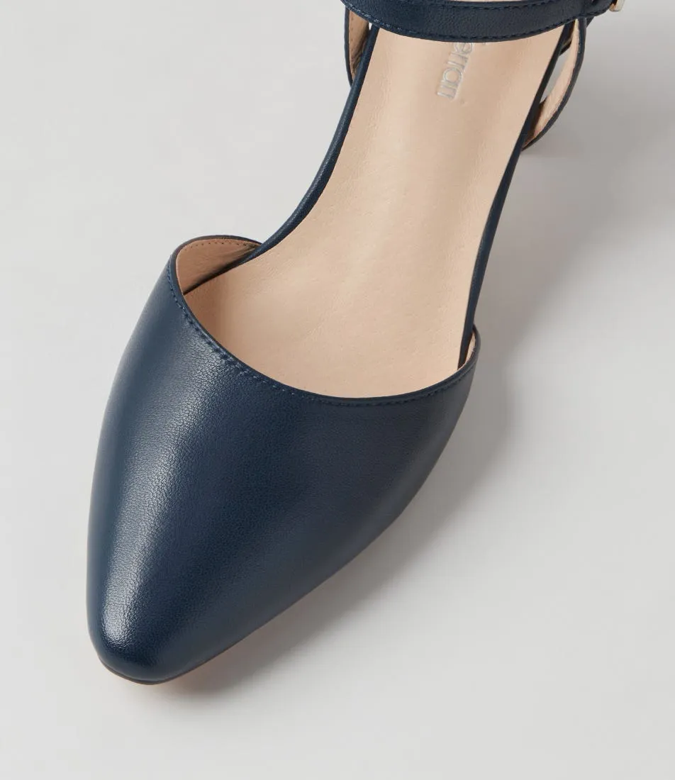 DIANA FERRARI Loctavia Deep Blue Choc Leather Heels