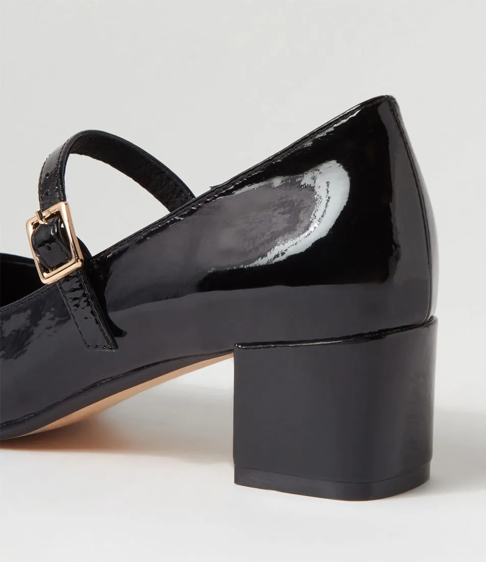 DIANA FERRARI Ovale Black Patent Leather Mary Jane Heels