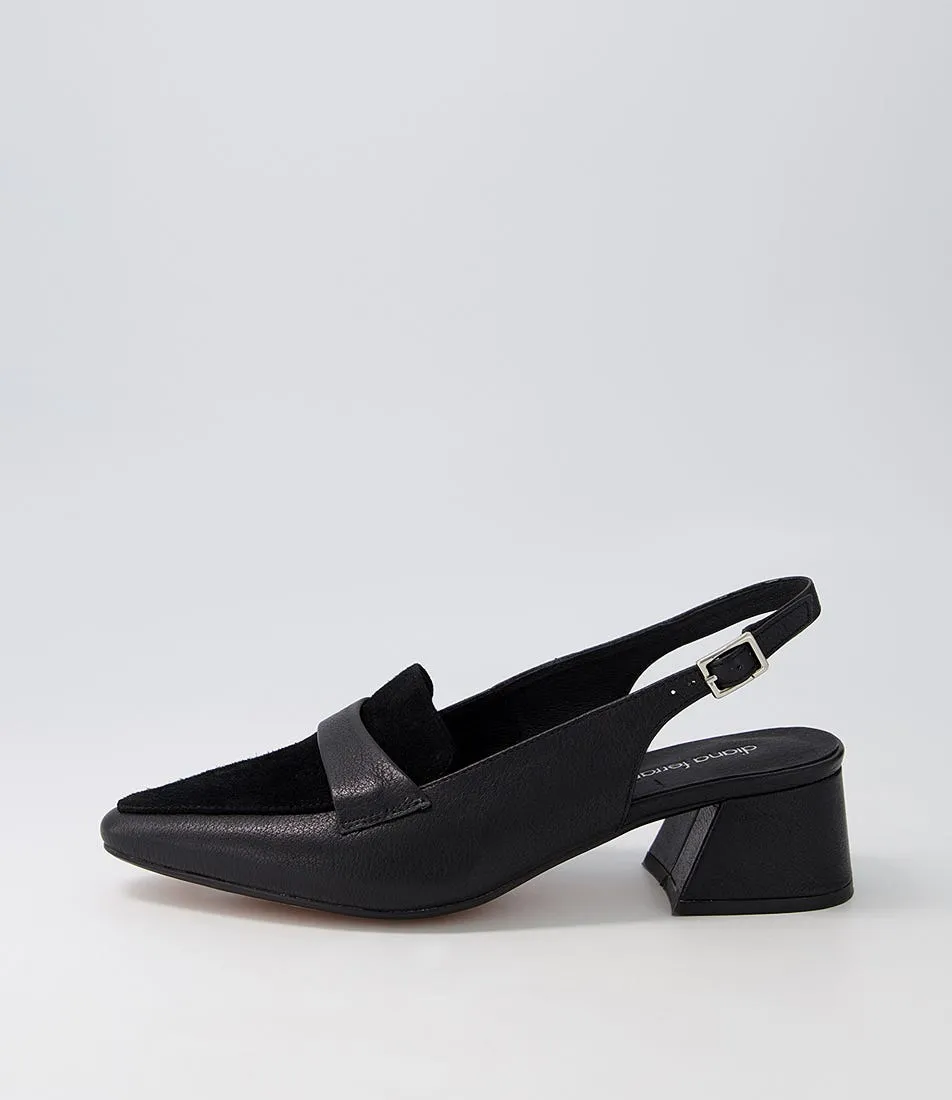 DIANA FERRARI Whoppi Black Leather Suede Heels