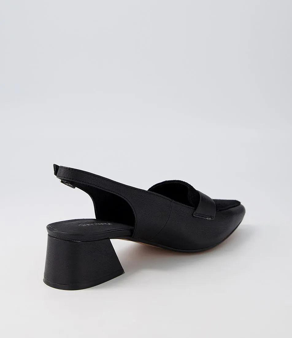 DIANA FERRARI Whoppi Black Leather Suede Heels