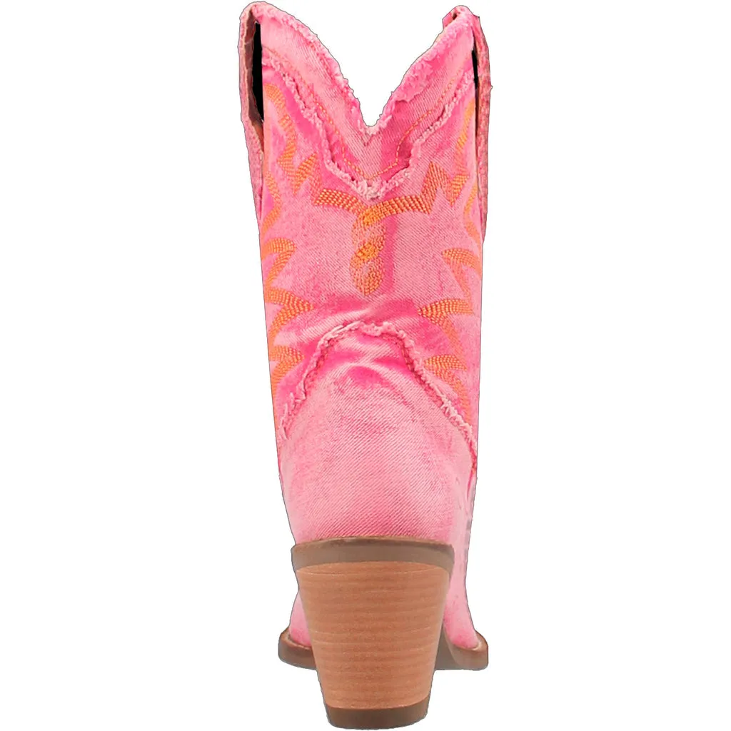 Dingo Women's 9 Y'all Need Dolly Pink Denim Almond Toe Western Boot