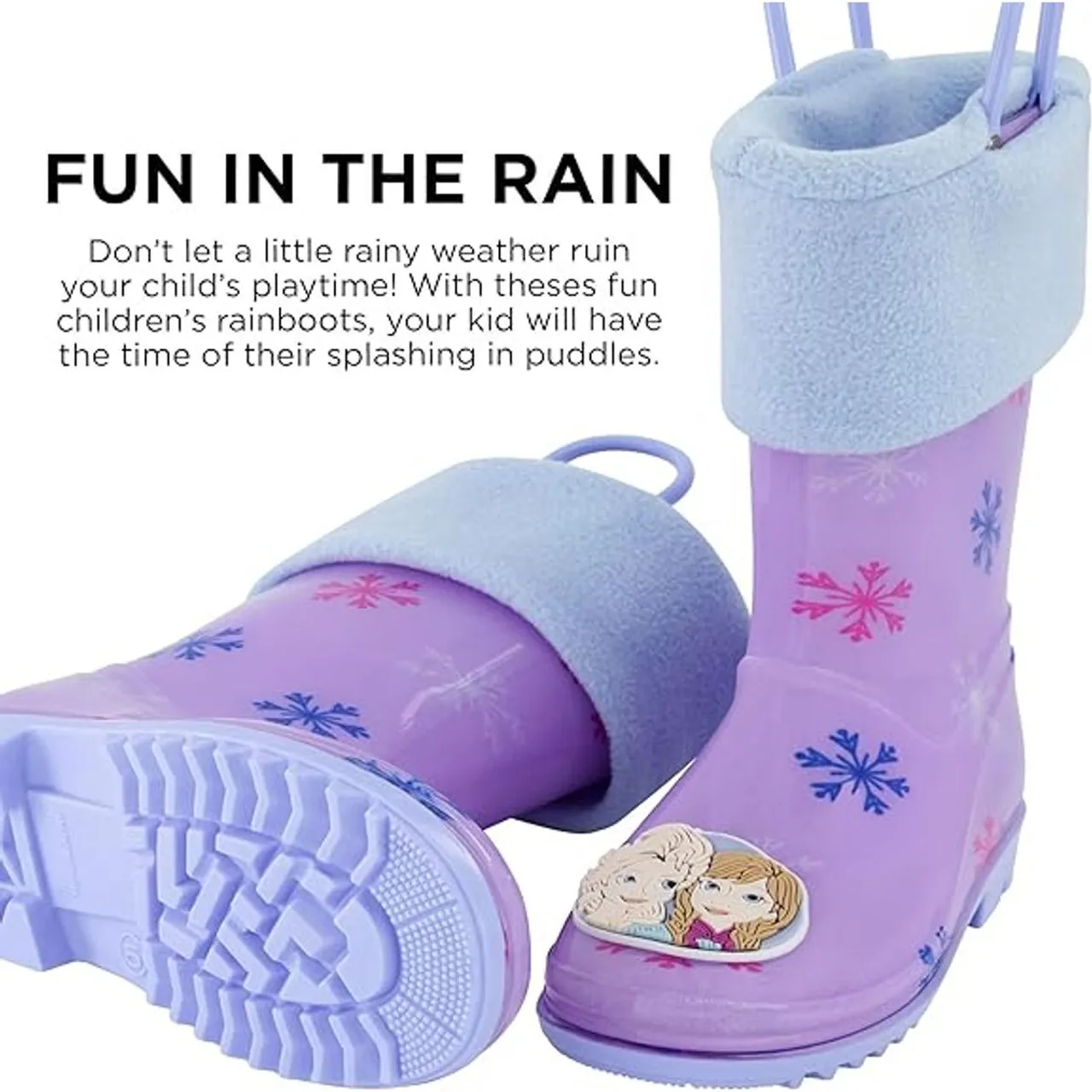 Disney Frozen Girl's Rain Boots with Removable Liner