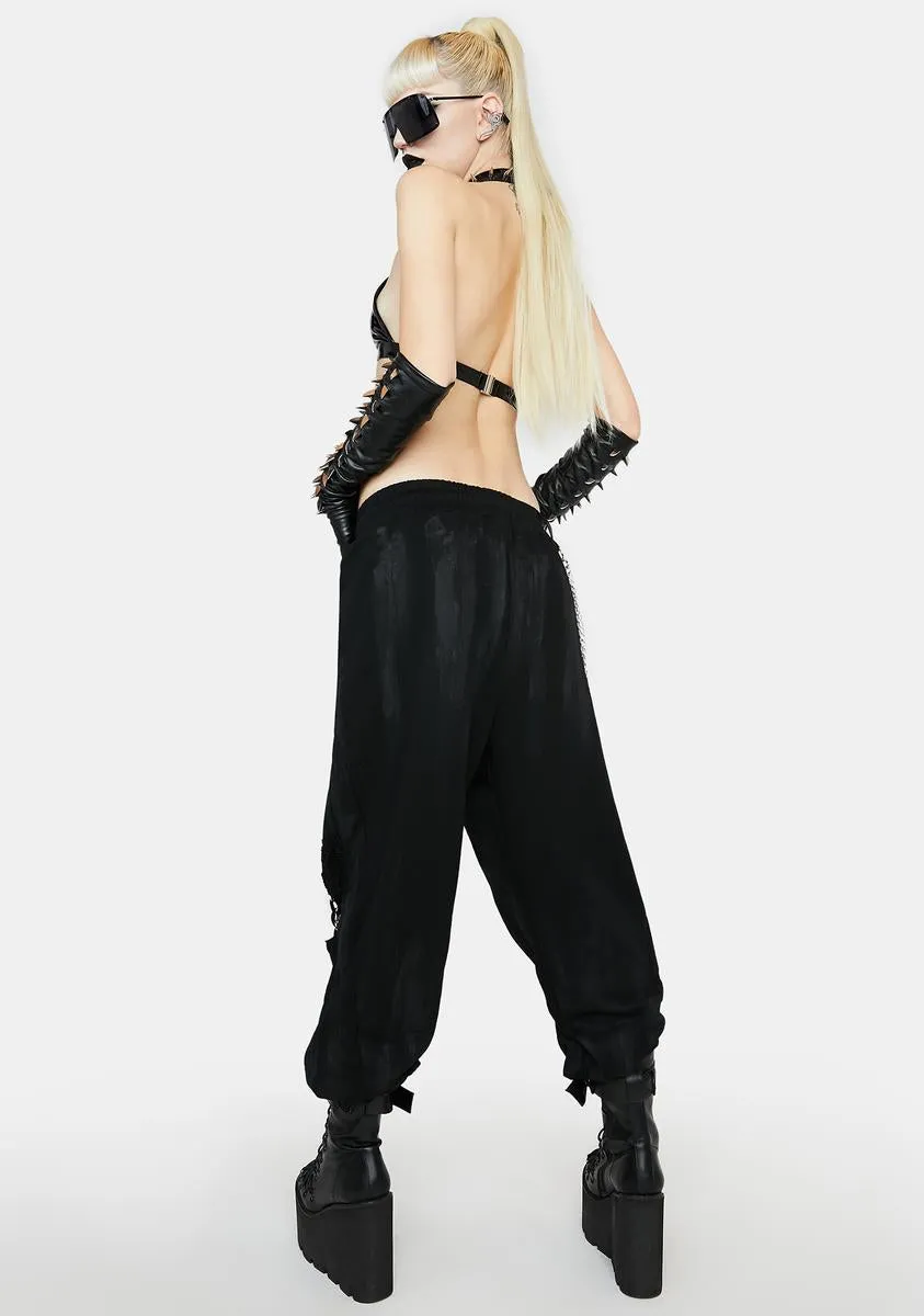 Distressed Joggers With Side Chain Detailing-