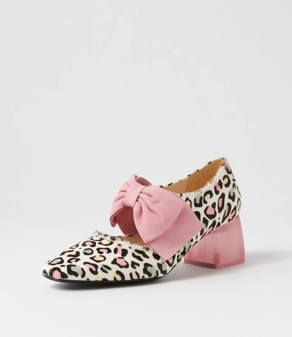 DJANGO & JULIETTE Misha Pastel Leopard Pink Pony Suede Heels