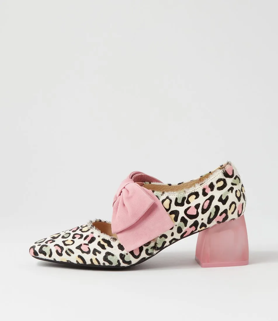 DJANGO & JULIETTE Misha Pastel Leopard Pink Pony Suede Heels