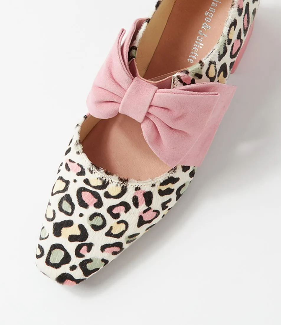 DJANGO & JULIETTE Misha Pastel Leopard Pink Pony Suede Heels