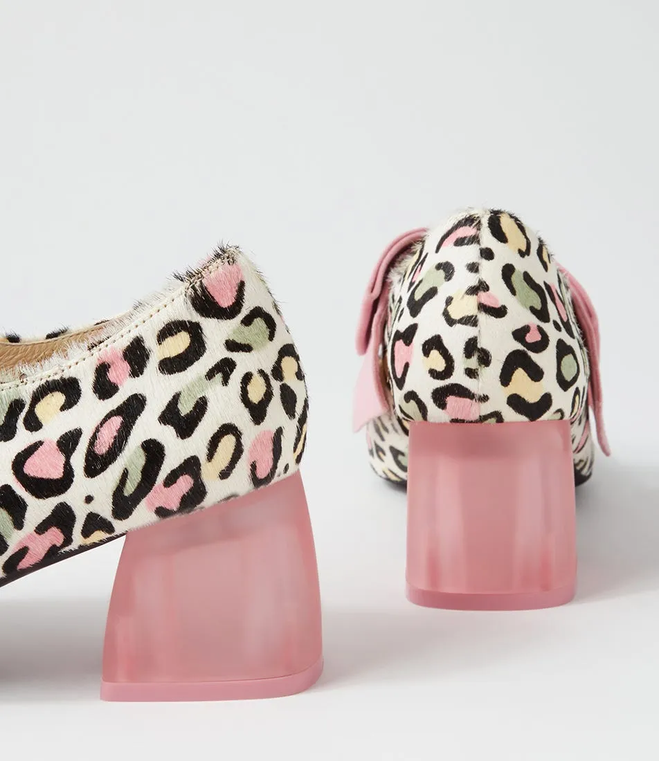 DJANGO & JULIETTE Misha Pastel Leopard Pink Pony Suede Heels