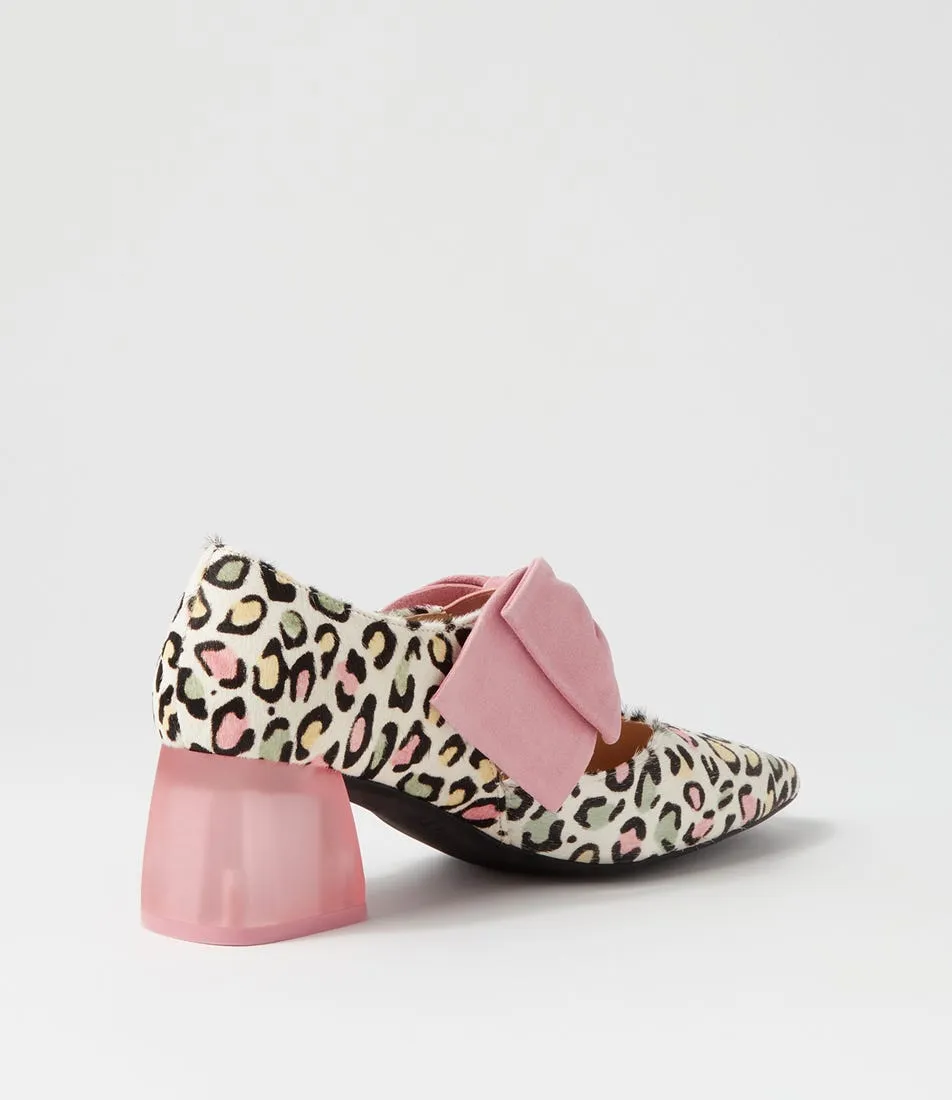 DJANGO & JULIETTE Misha Pastel Leopard Pink Pony Suede Heels