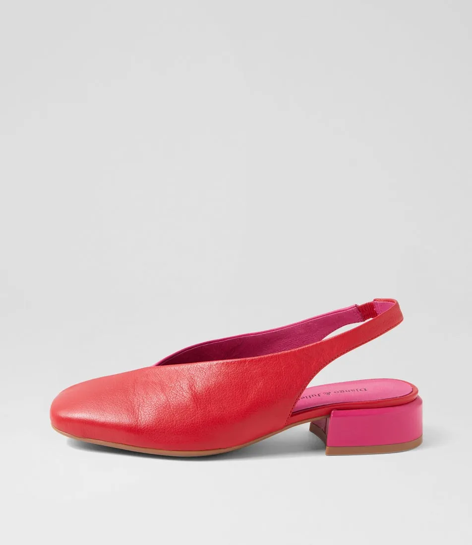 DJANGO & JULIETTE Vanhi Red Fuchsia Leather Heels