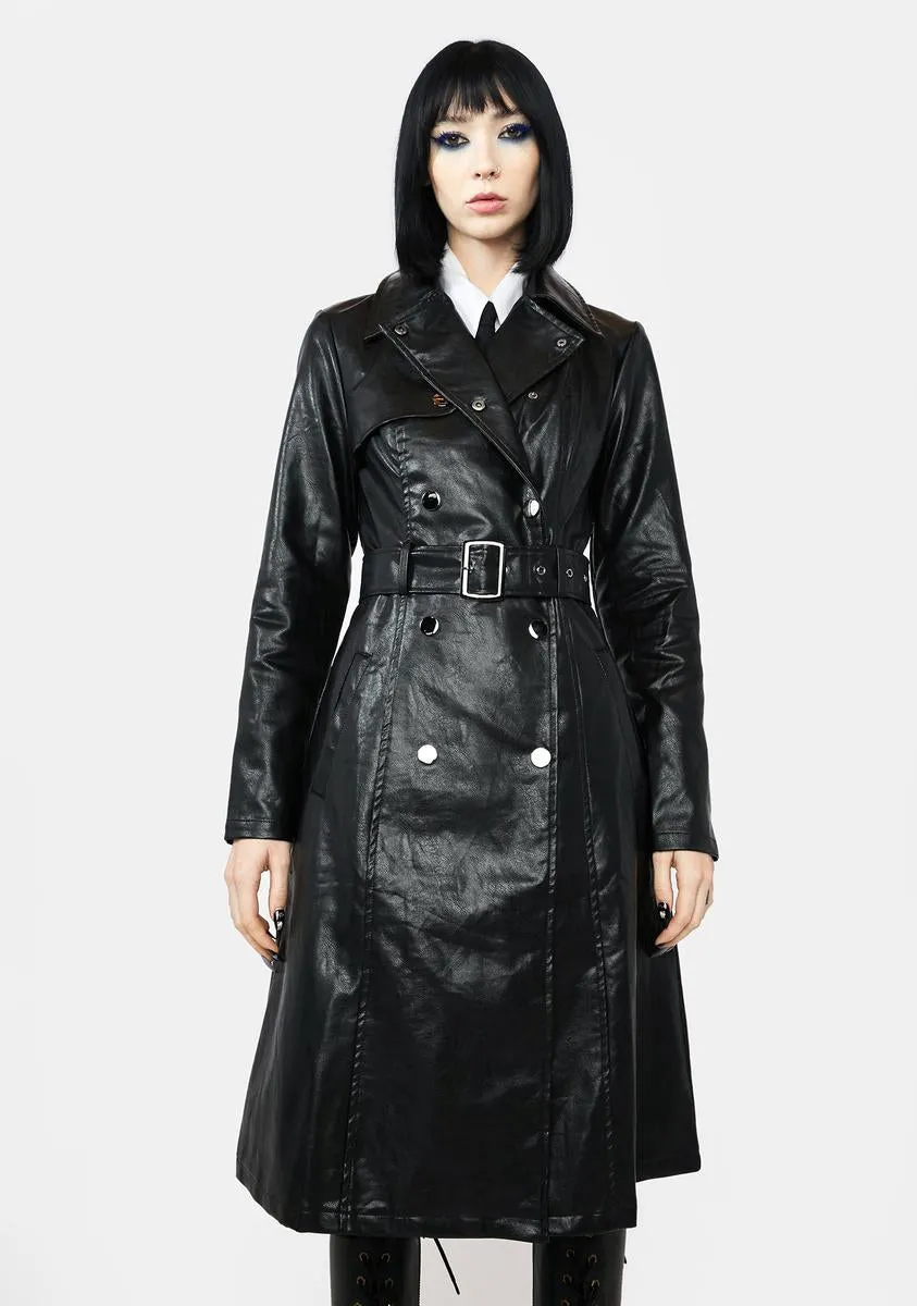 Dominance Overload Faux Leather Trench Coat
