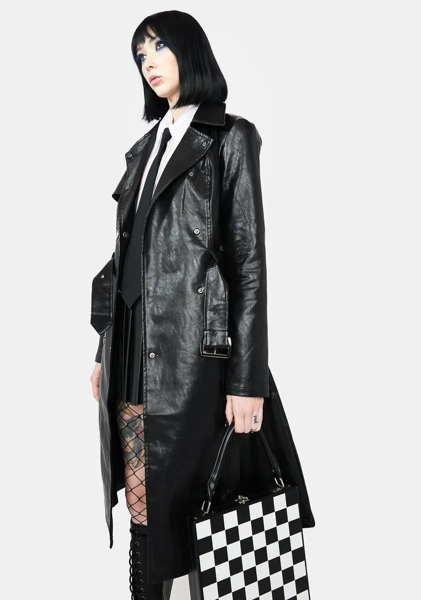 Dominance Overload Faux Leather Trench Coat
