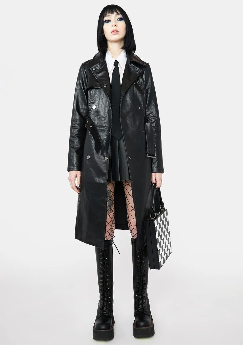 Dominance Overload Faux Leather Trench Coat
